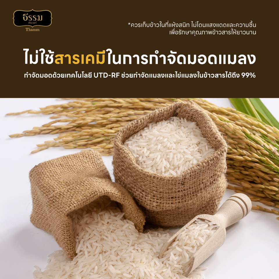 ธรรม ข้าวหอมมะลิเชียงราย คุณภาพคัดพิเศษ 100% ขนาด 5 กก. แพ็ค 4 ถุง